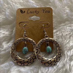 Lucky You Silver and Turquoise Pierced Earrings